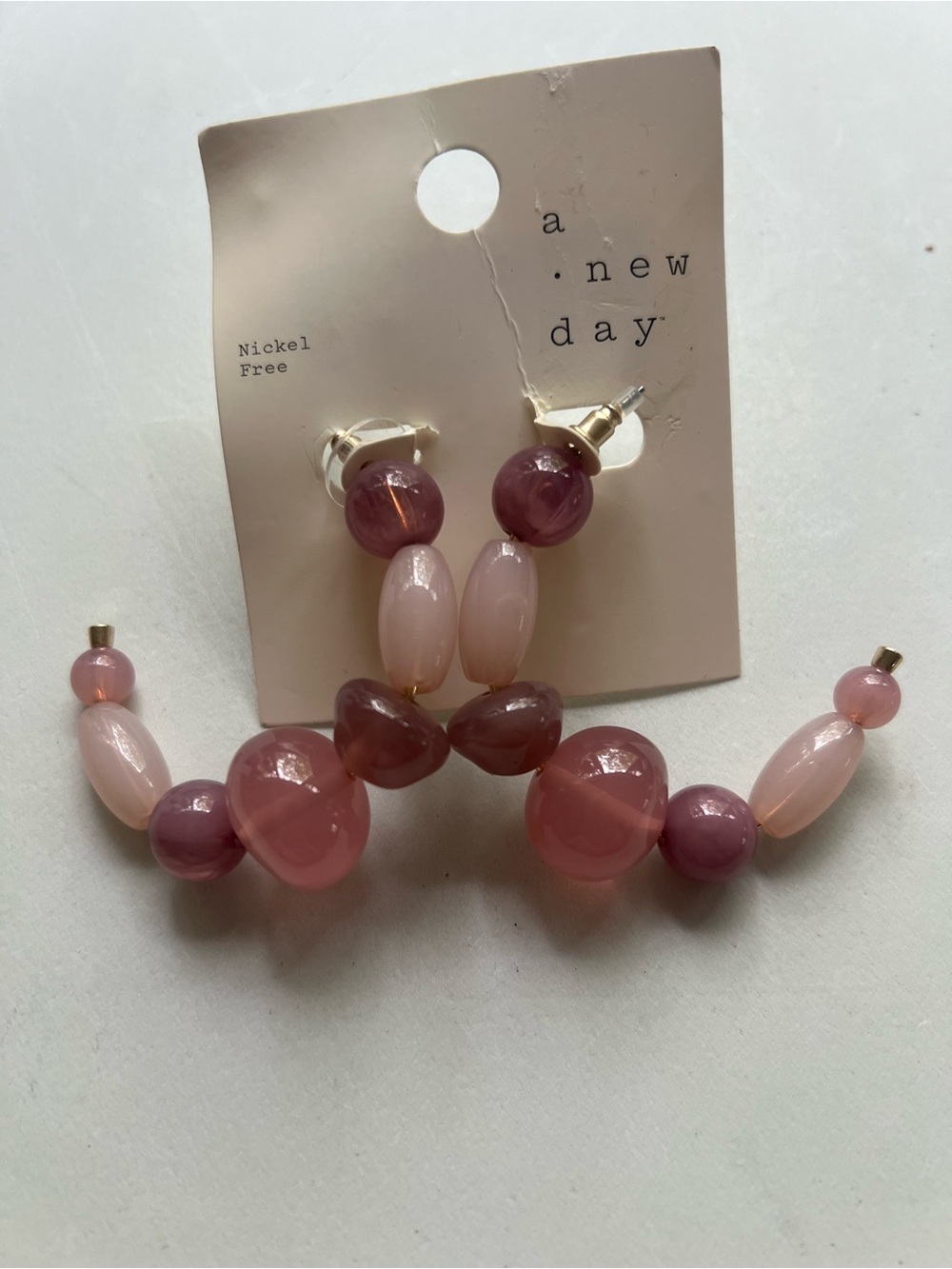 a new day Rose and Blush Beaded Hoop Earrings